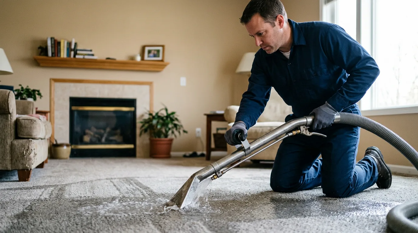 Water damage restoration technician working near Dearing, GA